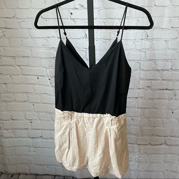 Naked Zebra Shorts Romper Linen Blend Black and Tank Size Small - Picture 1 of 4